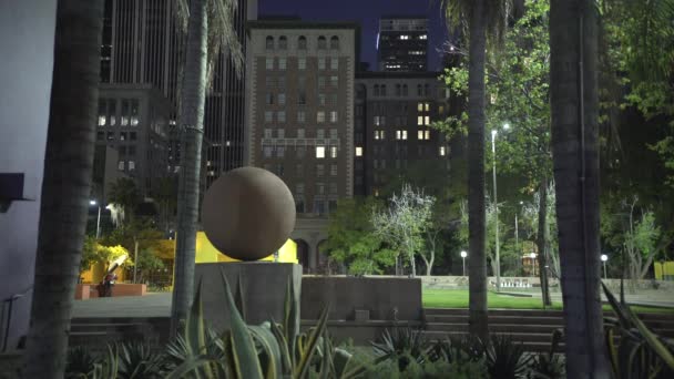 夜の公園でのボール彫刻 — ストック動画