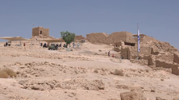 Turistas Masada Conceito Viagem — Vídeo de Stock