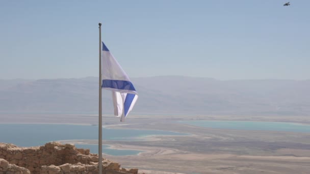 Israeli Flag Dead Sea — Stock video