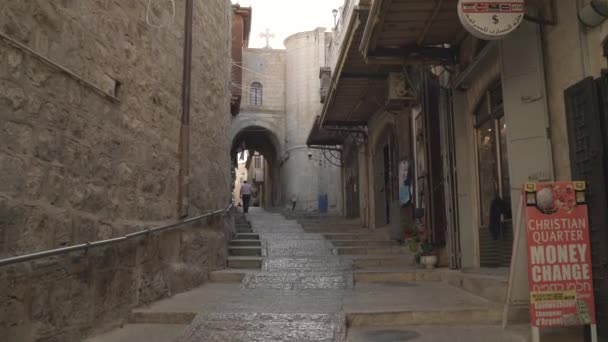 Tiendas Largo Una Calle Jerusalén — Vídeos de Stock