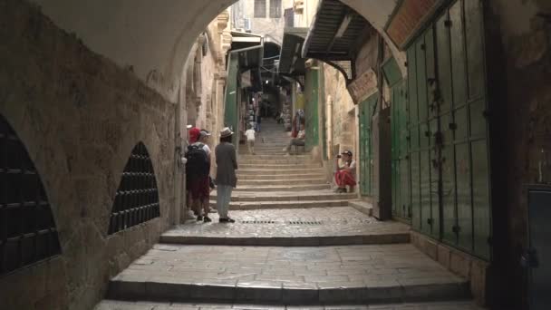 Kudüs Sokakta Yürüyen Insanlar — Stok video