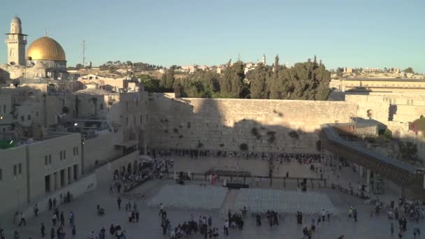 Hoge Hoek Van Het Western Wall Plaza — Stockvideo