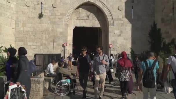 Turistas Damasco Gate — Vídeo de Stock
