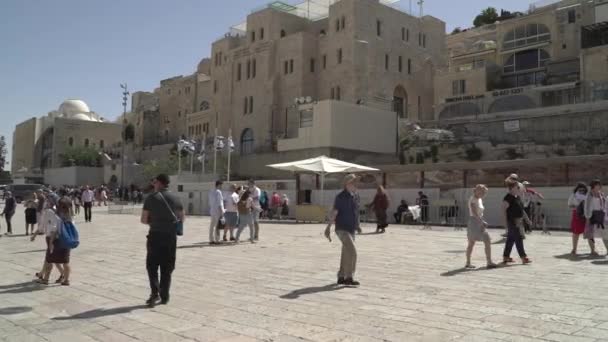 People Walking Square Jerusalem — Stock Video