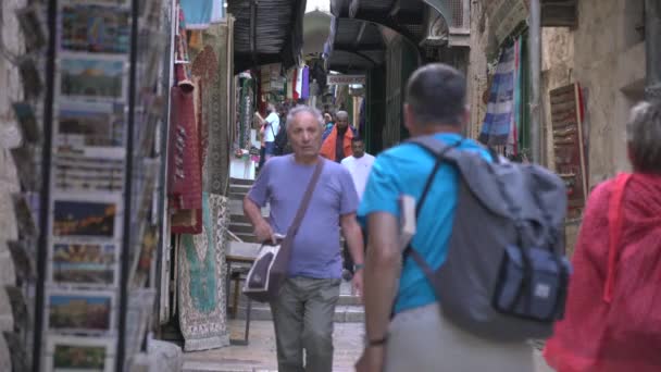 People Walking Street Stalls — Stock Video