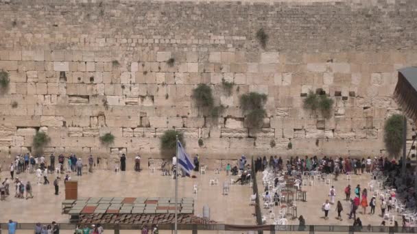 Alto Ángulo Turistas Muro Los Lamentos — Vídeos de Stock