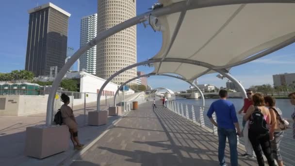 Pessoas Riverwalk Tampa — Vídeo de Stock