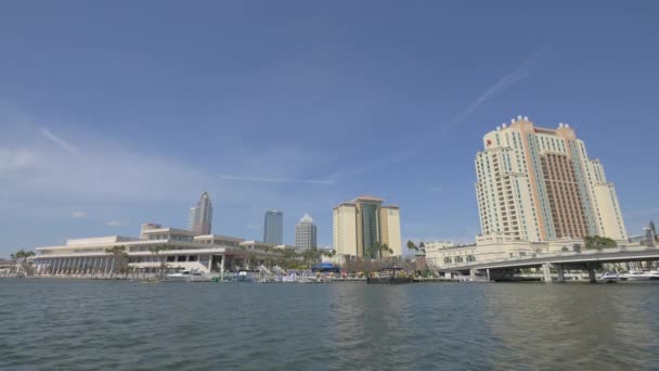 Torens Wolkenkrabbers Aan Waterkant Tampa — Stockvideo