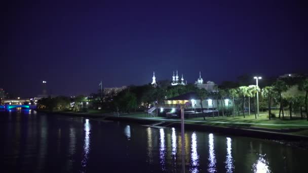 Panoramique Gauche Rivière Hillsborough Nuit — Video