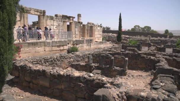 Pan Right Capernaum Ruins — Stock Video