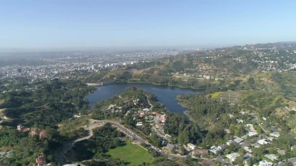 Veduta Aerea Los Angeles Con Lago — Video Stock