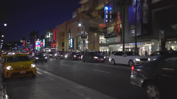 Night Traffic Hollywood — Stock Video