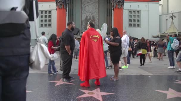 Homem Disfarçado Super Homem Hollywood — Vídeo de Stock