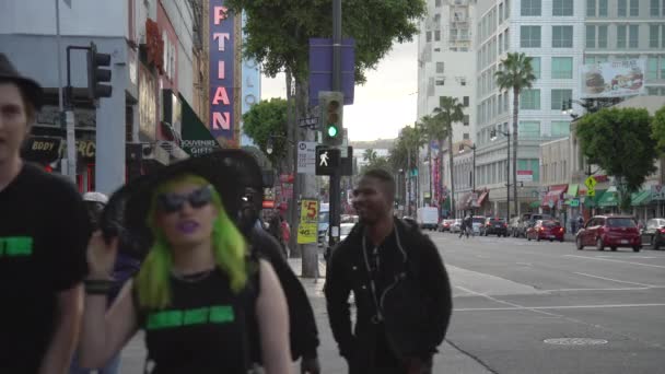 Wandelen Hollywood Boulevard — Stockvideo