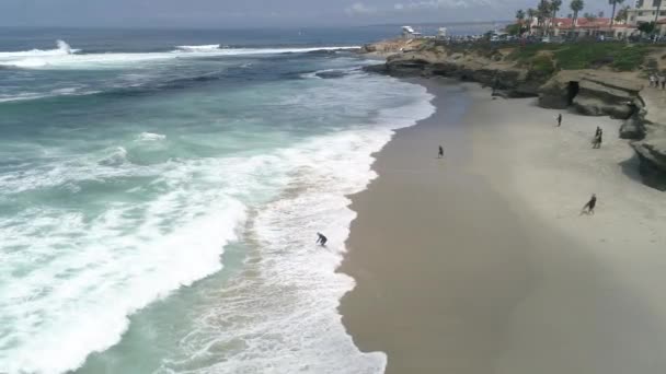 Veduta Aerea Delle Onde Che Raggiungono Spiaggia — Video Stock