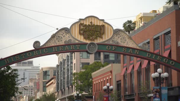 Znak Gaslamp Quarter San Diego — Wideo stockowe