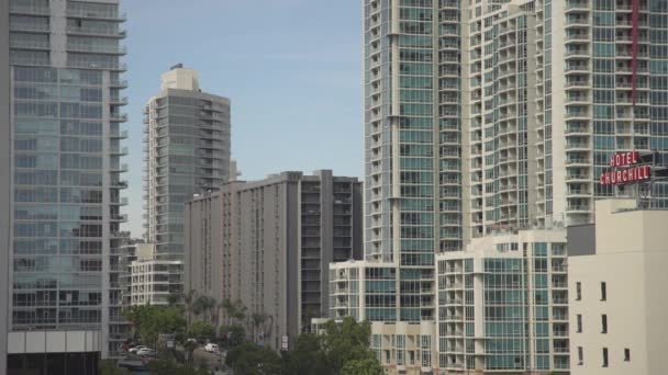 Panorámica Derecha Edificios Centro San Diego — Vídeos de Stock