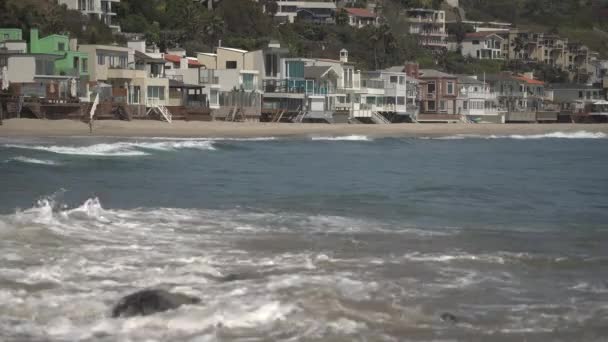 Waves Buildings Malibu — Stock Video