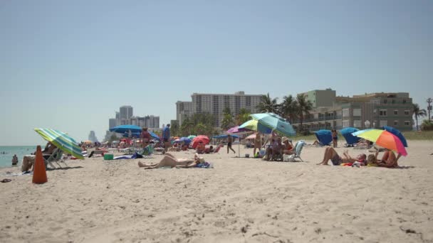 Пляж Возле Городских Зданий — стоковое видео