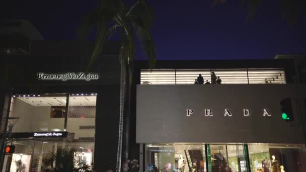 Tiendas Vistas Por Noche Beverly Hills — Vídeo de stock