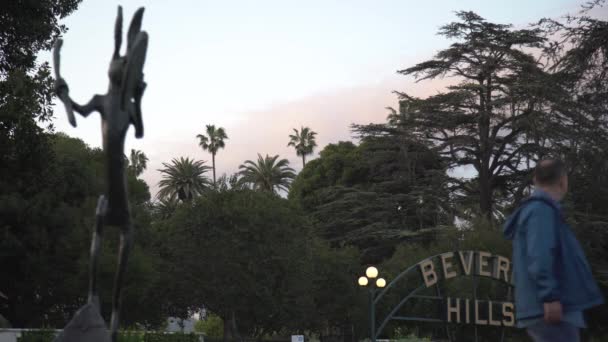 Beverly Hills Bord Bomen — Stockvideo