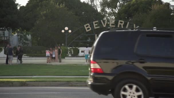 Beverly Hills Tabelası Beverly Gardens Parkı — Stok video