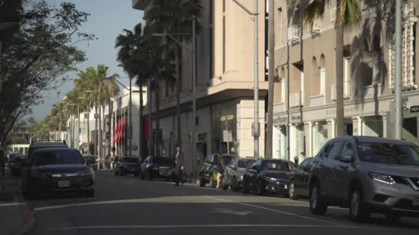 Menschen Auf Der Straße Beverly Hills — Stockvideo