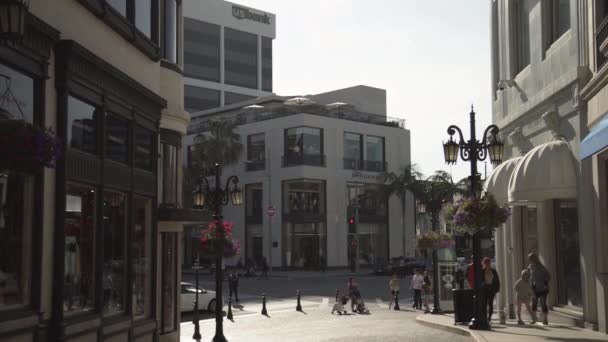 Gebogen Uitzicht Een Straat Beverly Hills — Stockvideo