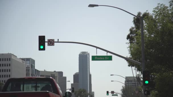 Traffic Light Rodeo Drive Beverly Hills — Stock Video