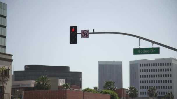 Traffic Light Rodeo Drive Verenigde Staten Van Amerika — Stockvideo