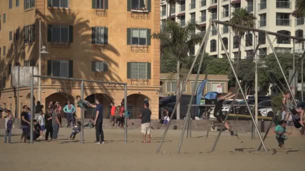 Kinderen Swingend Het Strand — Stockvideo