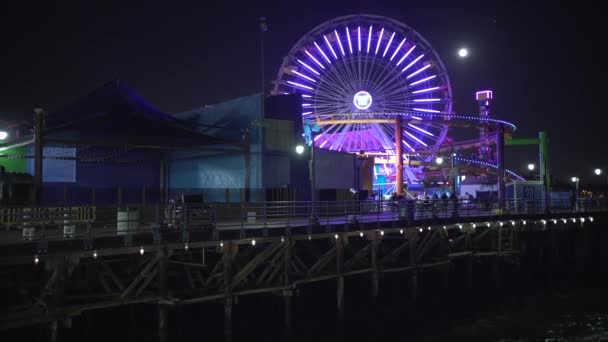 Ferris Wheel Pacific Park Night — Stock Video
