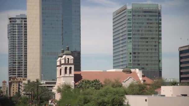 Church Skyscrapers Phoenix United States America — Αρχείο Βίντεο