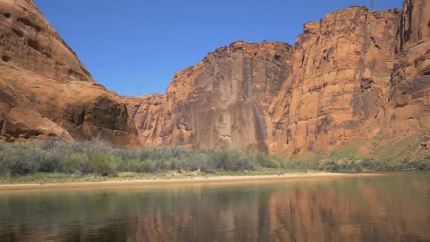 Cliffs Bushes Colorado River — Stok video