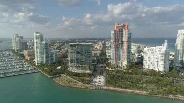 Aerial View Skyscrapers Miami Beach — Stock Video