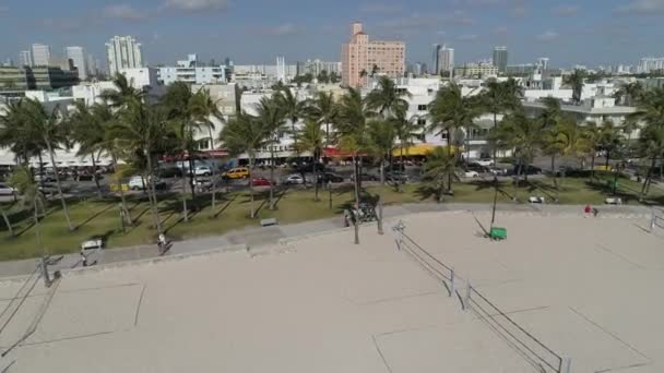 Вид Воздуха Волейбольные Площадки Пальмы Здания Сша — стоковое видео