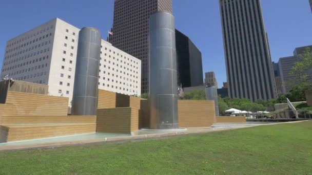 Szökőkút Tranquillity Parkban Houston Amerikai Egyesült Államok — Stock videók