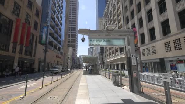 Трамвайна Станція Main Street Square Юстон Сполучені Штати Америки — стокове відео