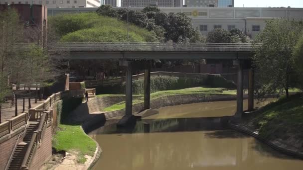 Aufbau Einer Brücke Und Von Gebäuden Houston Vereinigte Staaten Von — Stockvideo