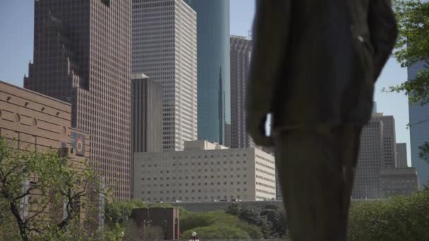Tilt Van Torens Wolkenkrabbers Houston Verenigde Staten — Stockvideo