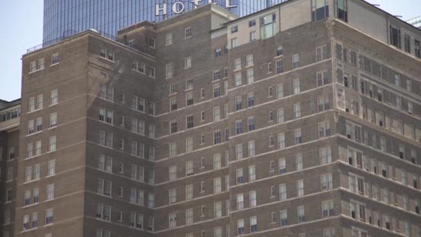 Opbouw Van Het Rice Hotel Houston Verenigde Staten Van Amerika — Stockvideo