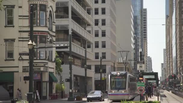 Straßenbahn Rollt Houston Vereinigte Staaten Von Amerika — Stockvideo