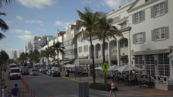 Bilar Kör Gata Miami Beach Usa — Stockvideo