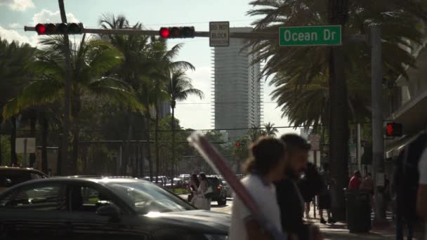 Crowded Street Miami Beach Estados Unidos América — Vídeo de stock