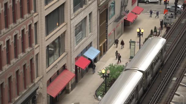 High Angle Elevated Train Rolling United States America — Stock Video