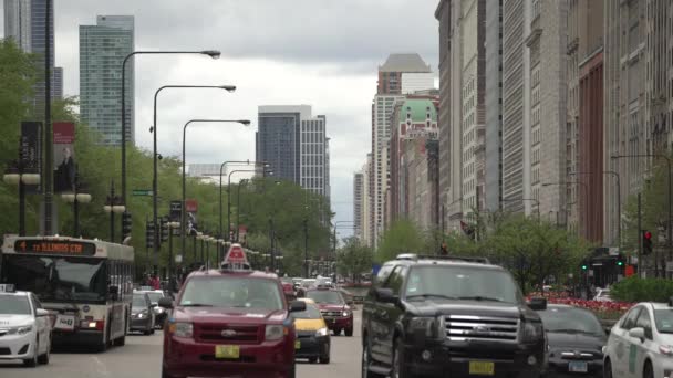 Verkeer Straat Chicago Verenigde Staten Van Amerika — Stockvideo