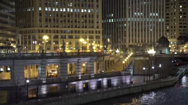 Buildings Waterfront Chicago River — Vídeo de stock