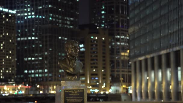 Busto Comemorativo Jean Baptiste Pointe Sable Estados Unidos América — Vídeo de Stock