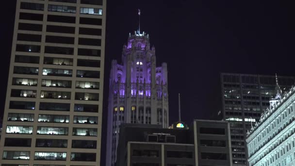 Вежі Будівлі Вночі Сполучені Штати Америки — стокове відео