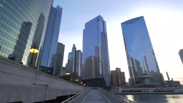 Hochhäuser Und Türme Chicago Vereinigte Staaten Von Amerika — Stockvideo